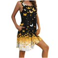 thumbnail image 2 of Ovzne Robes pour Femmes Robe pour Femme Femmes Imprimé avec Poches Chemises de Nuit Sans Manches Vêtements de Nuit devant Plissé Nuisette Col Rond Robe de Nuit Grande Taille Robe Maxi Imprimée Liquidation, 2 of 5