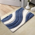 thumbnail image 4 of Non Slip Bath Mat 24 in x 16 in Soft Absorbent Polyester Bathroom Carpet Mat Machine Washable Blue Gray, 4 of 6