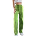 thumbnail image 1 of EYIIYE Pantalon Décontracté Taille Haute en Velours Côtelé Contrasté Patchwork pour Femmes, 1 of 8