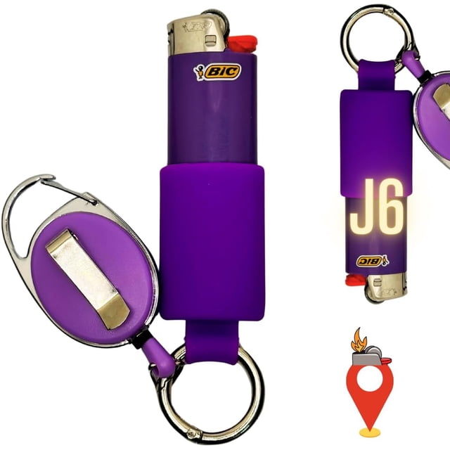 Localisateurs de Briquets - Support Rétractable pour Briquets J6 BIC / 15 Couleurs / Porte-Clés de Briquet BIC / Briquet Non Inclus