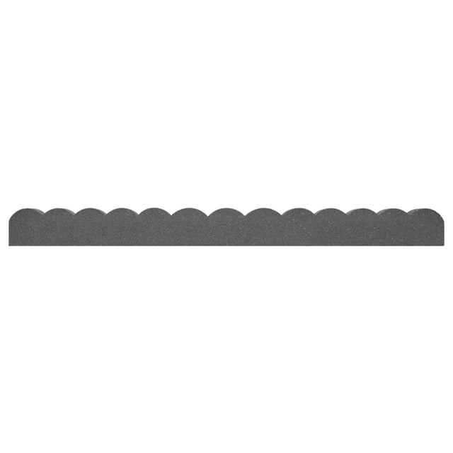 EzBorder Scallop Garden Border 2" Thick in Grey Colour - 2 Pack showing a 47-inch long grey recycled rubber garden edging with scalloped top edge and textured surface, designed for flexible installation to define flower beds and pathways in outdoor landscaping.
