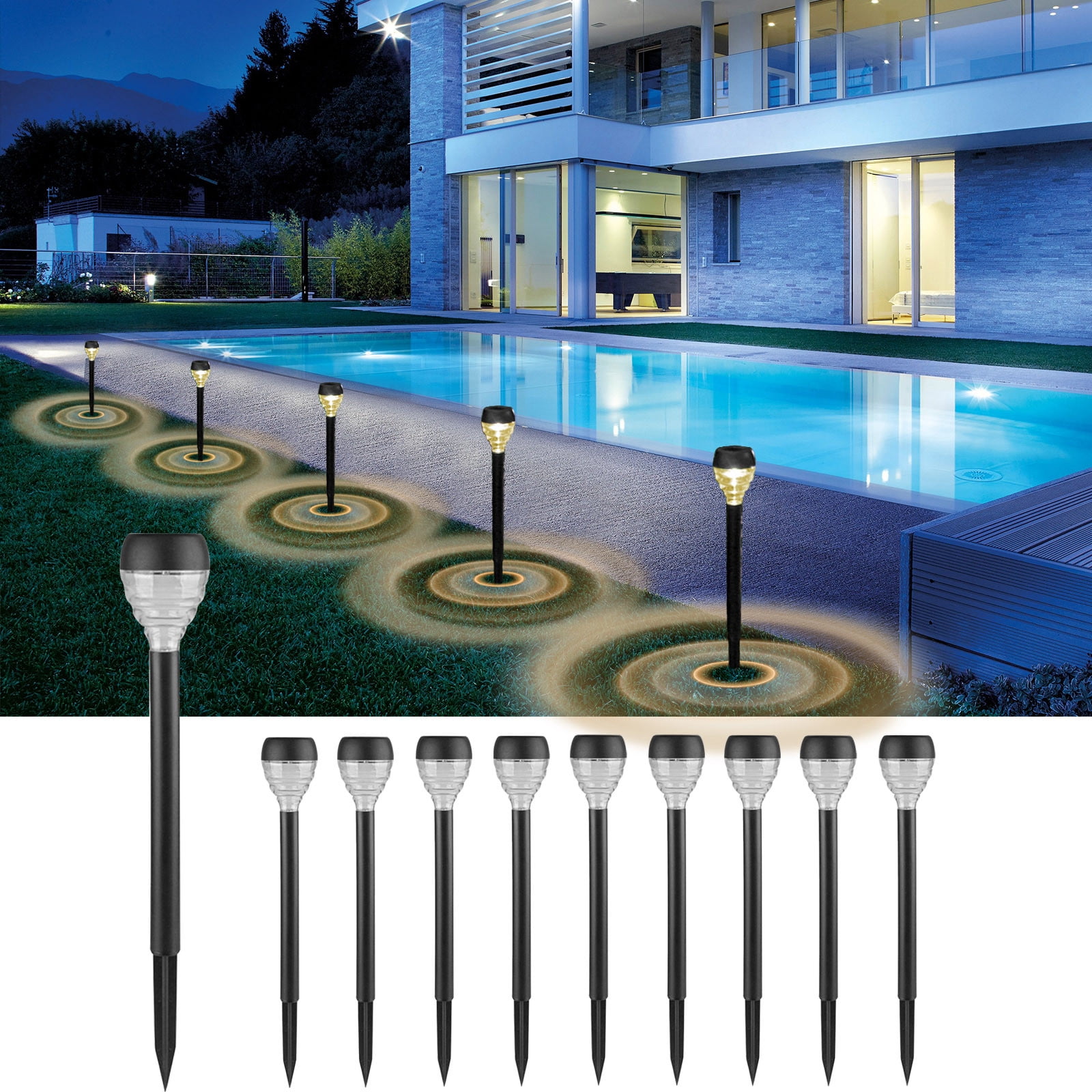 Dvkptbk Solar Lights Outdoor Water Resitant LED Lighting Solar Powered Outdoor Lights Solar Garden Lights for Patio Yard Solar Light Home Decor