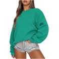 thumbnail image 2 of EGNMCR Chandail pour Femmes d'Hiver Coupe Ample Décontracté à Manches Longues Mode Col Ras du Cou Chandails Surdimensionnés Chandail à Enfiler pour Femmes, 2 of 6