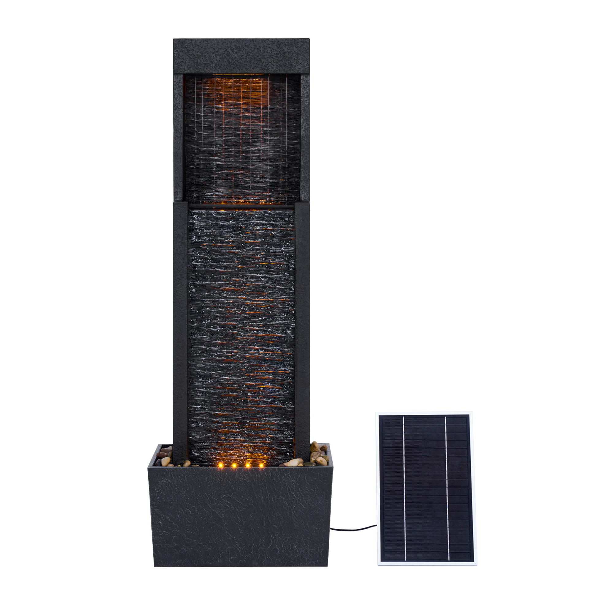 Teamson Home Fontaine Solaire Moderne pour Extérieur avec Lumières LED