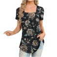 thumbnail image 2 of SMihono Hauts pour Femmes Été Chic Décontracté Mode Femme Imprimé Décontracté Col Rond Manches Courtes T-Shirt Ample Blouse Hauts T-Shirt Oversize pour Femmes, 2 of 5