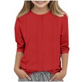 thumbnail image 1 of Bwiyojiz Tailles Mode 110-160 T-Shirts/chemises pour Enfants à Couleur Unie à Manches 3/4 à Col Rond, Rouge, 1 of 5