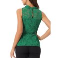 thumbnail image 3 of INSPIRE CHIC Haut Péplum Sans Manches en Dentelle Florale pour Femme à Encolure Volantée, Dos Goutte d'Eau, Vert Gazon, TG, 3 of 5