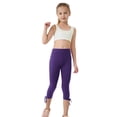 thumbnail image 3 of Leggings Capris Unis pour Filles Leggings Raccourcis d'Été pour Danse Décontractée Violet 8a, 3 of 8
