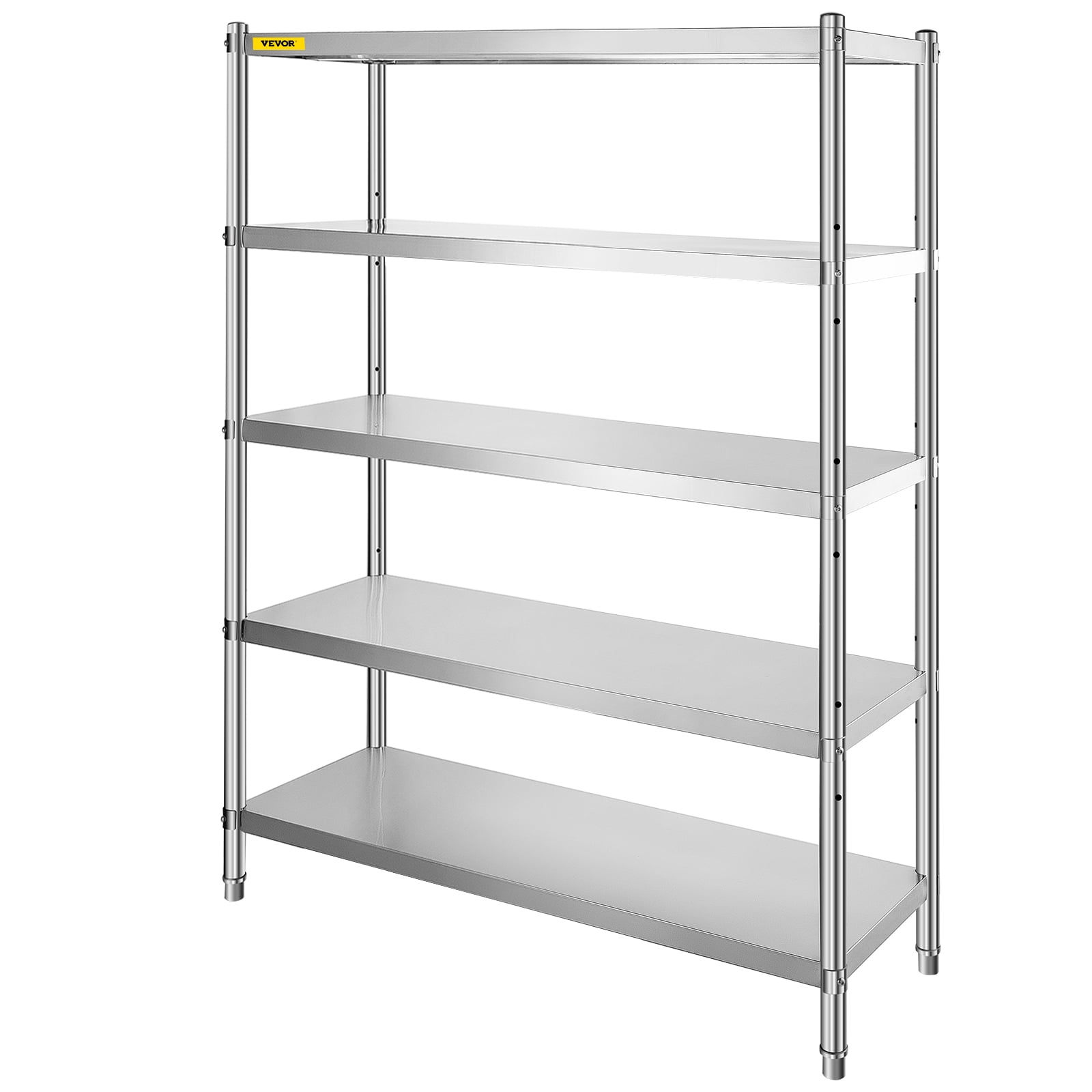 VEVOR Stainless Steel Shelving Unit 48x18.5 inch 5 Tier Adjustable Shelf Storage Unit Stainless Steel Heavy Duty Shelving for Kitchen Commercial Office Garage Storage 330lb Per Shelf