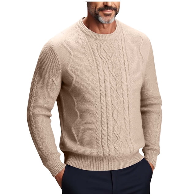 EYWGYA Chemises en Flanelle pour Hommes Automne/hiver, Chemises à Manches Longues pour Hommes, Chandail Décontracté Mode pour Hommes à Col Rond Extensible, Couche de Base en Tricot à Manches Longues