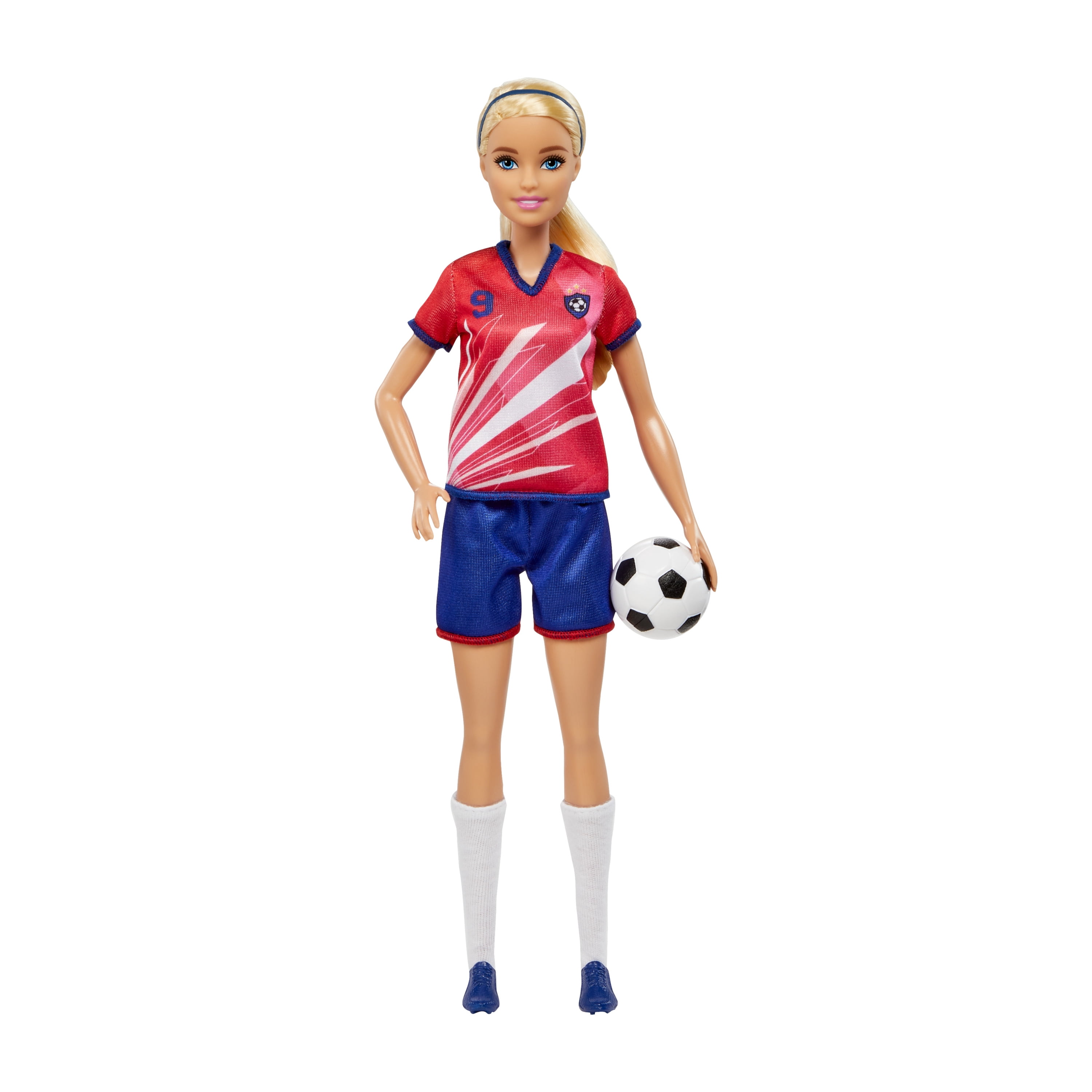 Barbie – Joueuse de soccer, blonde, uniforme 9, ballon de soccer