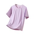 thumbnail image 1 of Zpanxa T-Shirts pour Filles Couleur Unie Respirant Manches Courtes Col Rond Haut de Sport Polyester 5 Ans, 1 of 6