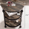 thumbnail image 1 of Kojooin Round Farmhouse End Table with 3-Tier Storage Shelves, Rustic Accent Side Table with Metal Column Legs, 1 of 6