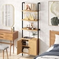 thumbnail image 2 of Costway 1 PCS Ladder Bookshelf with Rattan Cabinet 71" Tall Wall Mounted Bookcase Natural, 2 of 10