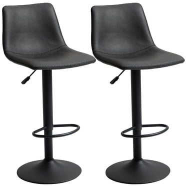 HOMCOM Tabourets de Bar Réglables 2 Pcs Hauteur Comptoir Tabouret de Comptoir de Cuisine Gris
