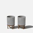 thumbnail image 1 of Veradek Mason Series Raised Demi 12" Plastic-Stone Planter with Stand - 2-Pack Gray/Brown, 1 of 10