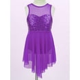 thumbnail image 3 of Jelory Robe de Danse Ballet pour Filles Enfants Jupe Dos Coupé à Sequins Compétition de Patinage sur Glace Violet 10, 3 of 7
