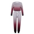 thumbnail image 5 of Yuyuzo Ensemble 2 Pcs d'Automne pour Femme, Haut à Manches Longues à Blocs de Couleur Patchwork et Pantalon à Bas Resserré, Ensembles de Détente, 5 of 5