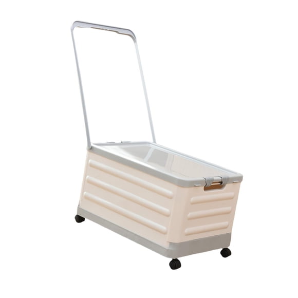serony Storage Bin with Wheels and Pull Car Trunk Handle Box Storage Folding Lidded Gray White 43x28x23cm