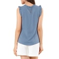 thumbnail image 3 of INSPIRE CHIC Women's Sleeveless Work Blouses Ruffled Pleated Chic Tops Blue Grey S, 3 of 7