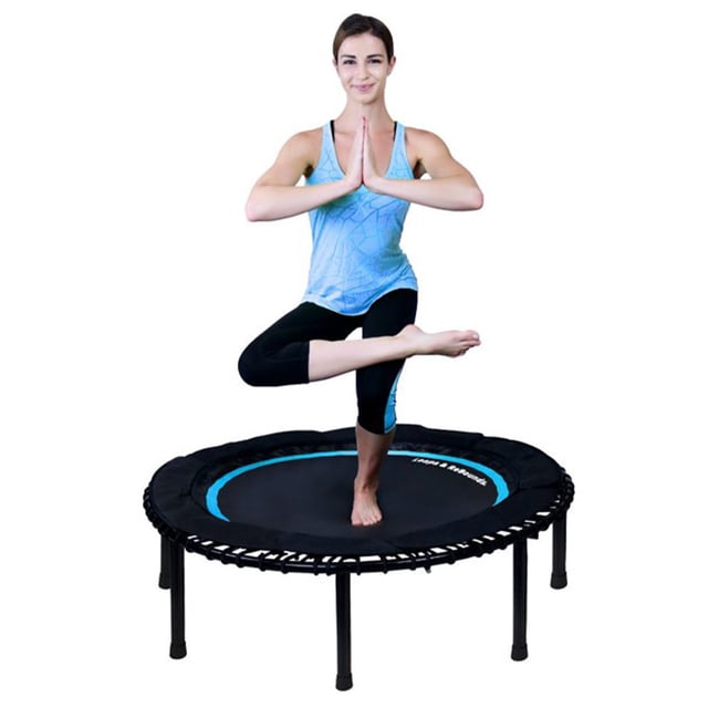 LEAPS & REBOUNDS 40" Mini Fitness Trampoline & Rebounder for Adults, Blue