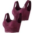thumbnail image 1 of Timegard 2pc Plus Size Bras for Women No Underwire Lace Full Support Back Smoothing Comfort Daily Bras, 1 of 6