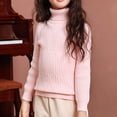 thumbnail image 2 of MeetoTime Kids High Neck Knitted Sweater Solid Color Fall Winter Long Sleeved Base Shirt for Girls, 2 of 3