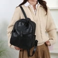 thumbnail image 2 of Black Leather Backpack, Durable Material With Multiple Compartments, Adjustable Straps, For School, Work, And Travel, 2 of 6