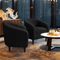 thumbnail image 3 of Yaheetech Fauteuil Tonneau d'Appoint Club Rembourré en Bouclé pour Salon, Noir, 3 of 7