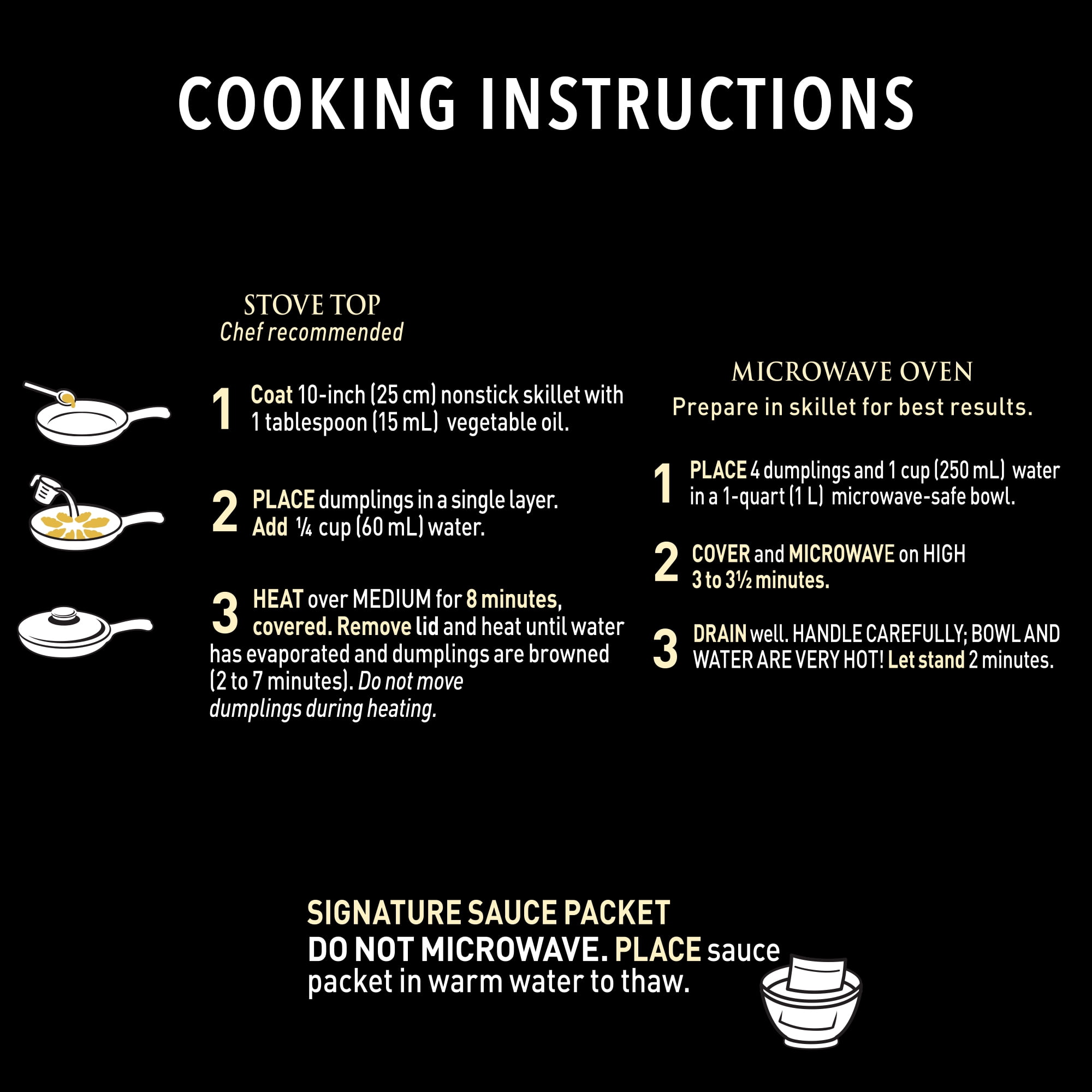 Dumplings au poulet P.F. Chang's Menu à la maison congelé, Cuisse De Poulet, Chou Râpé, Oignons Verts Émincés, Avec Un Sachet De Sauce Signature 232g