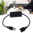 thumbnail image 2 of Câble USB de 30 cm avec Interrupteur Marche/arrêt - Câble d'Extension Mâle vers Femelle pour DEL, 2 of 3