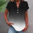thumbnail image 2 of fatyb Womens Printed V Neck Tops Short Sleeve Button V Neck Tshirts Lightweight Summer Beach Blouses, 2 of 5