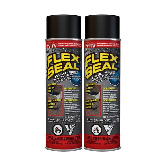 Flex Seal Spray Rubber Sealant Coating,  Black, 14 oz. (397 g) – 2 PACK