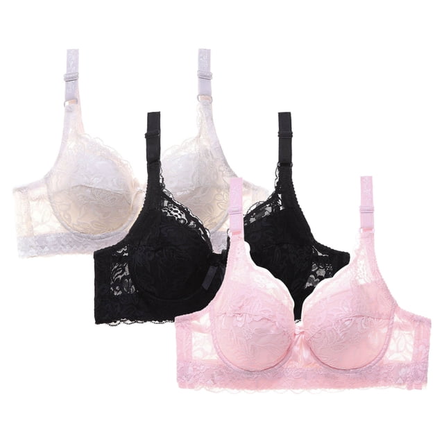VEKDONE 2 Pcs Soutien-Gorge Sans Armature à Fermeture Frontale Imprimé Léopard Rose TG