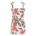 thumbnail image 3 of Pompotops Robe d'Été pour Femmes à Imprimé, à Lacets, à Bretelles, Sans Manches, avec Taille Élastique Plissée, 3 of 7