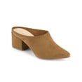 thumbnail image 1 of BLISSFUL STEP Women's Slides Block High Heels Slip on Pointed Toe Slide Mules Brown 8, 1 of 8