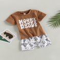 thumbnail image 3 of Kid Boy Pants Suit  Short Sleeve  Neck Letters Print Tops + Drawstring Short Pants  Black 18-24 Months, 3 of 8
