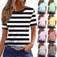 thumbnail image 1 of Sentmoon Haut pour Femmes Chemisiers pour Femmes Chic Décontracté Été avec Imprimé Manches Courtes Col Rond Coupe Ajustée Boho T-Shirt pour Femmes pour le Gym et l'Entraînement P-2TG, 1 of 5