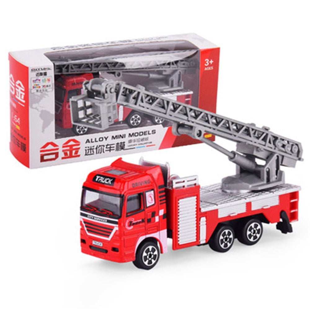 SNNROO Die-cast Alloy Fire Truck Toys Set  Fire Fighting Sandbox Game   Rescue Cars  Tower   Gift For 3+