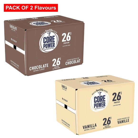 Core Power Fairlife Boissons Hyperprotéinées, Assortiment de Saveurs Chocolat et Vanille (Lot de 12 Bouteilles de Chaque Saveur)