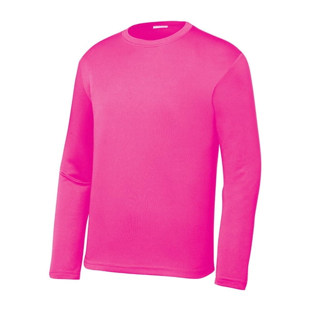Gravity Threads Youth Long-Sleeve Moisture WickenIng Shirt - Neon Pink - Medium
