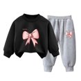 thumbnail image 2 of Pisexur Ensemble 2 Pcs pour Bébé Filles Garçons Automne Hiver Mode Décontractée Polaire Manches Longues Col Rond Chandails en Molleton et Pantalons Vêtements de Détente Imprimé Mignon Ensemble de Survêtement pour Enfants 3-8 Ans, 2 of 4
