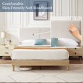 thumbnail image 4 of VECELO Queen Size Upholstered Bed Frame with Adjustable Headboard, Strong Wood Slats Supports, No Box Spring Needed, Beige, 4 of 8