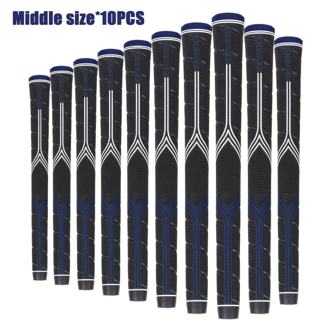 10PC Premium Golf Grip – Black Rubber Anti-Slip Handle (Standard/Medium/XL) – High Feedback Golf Club Grip for Enhanced Control Midsize Blue10pcs