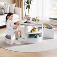 thumbnail image 4 of Costway Ensemble de 5 Pcs Table de Jeu et Chaises pour Enfants Table Ronde Emboîtable Mobilier pour Tout-Petits Gris, 4 of 10
