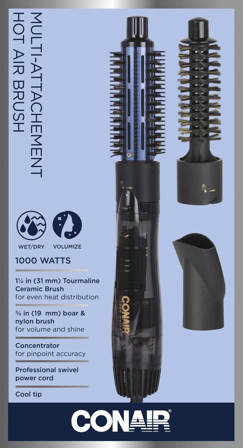 Brosse coiffante Conair Tourmaline Ceramic, 3 accessoires interchangeables, noir, 1 pièce