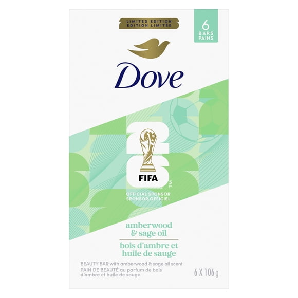 Dove Beauty Bar FIFA Limited Edition Amberwood & Sage Oil, 106 g (6 bars)
