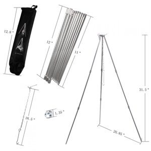 Cergrey Grills,Outdoor Portable Foldable Metal Barbecue Grills Hanging Tripod Camping Picnic BBQ Cooking, Barbecue Grills