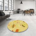 thumbnail image 4 of Ahgly Company Tapis Rond Lavable en Machine Intérieur Transitionnel Jaune Audacieux, 7 Pieds Rond, 4 of 7