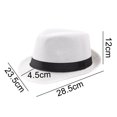thumbnail image 4 of Fedora Hat Wide Brim Sun Protection Solid Color Panama Cap Boater Summer Beach Sunhat for Vacation, 4 of 11